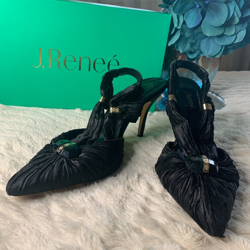J Renee Jewel Black Slingback